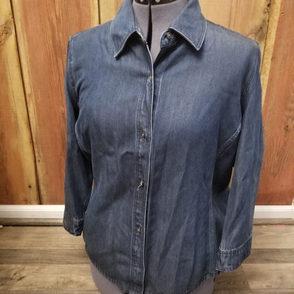 Kate Hill Casual Jean Button Up Long Sleeve